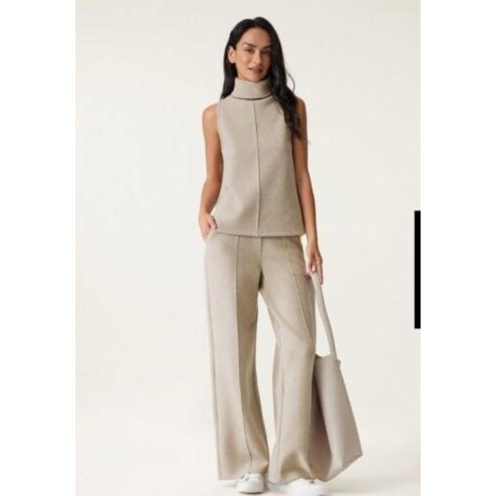 OGL, FuzzLuxe High Waisted Straight Leg  Pant Beige Womens Size XS - Picture 3 of 8